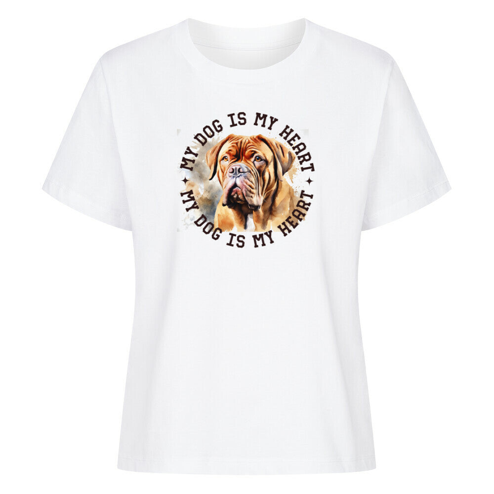 Premium Damen-Shirt "Bordeauxdogge - HEART" Weiß – hunde-shirt.de