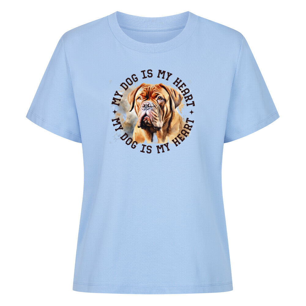 Premium Damen-Shirt "Bordeauxdogge - HEART" Sky Blue – hunde-shirt.de
