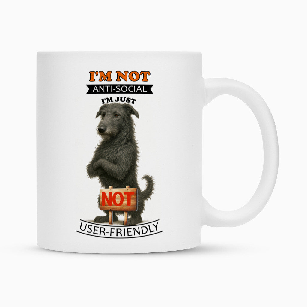 Tasse "Deerhound - Anti-Social" Weiß – hunde-shirt.de