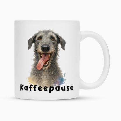 Tasse "Deerhound - Kaffeepause" Weiß – hunde-shirt.de