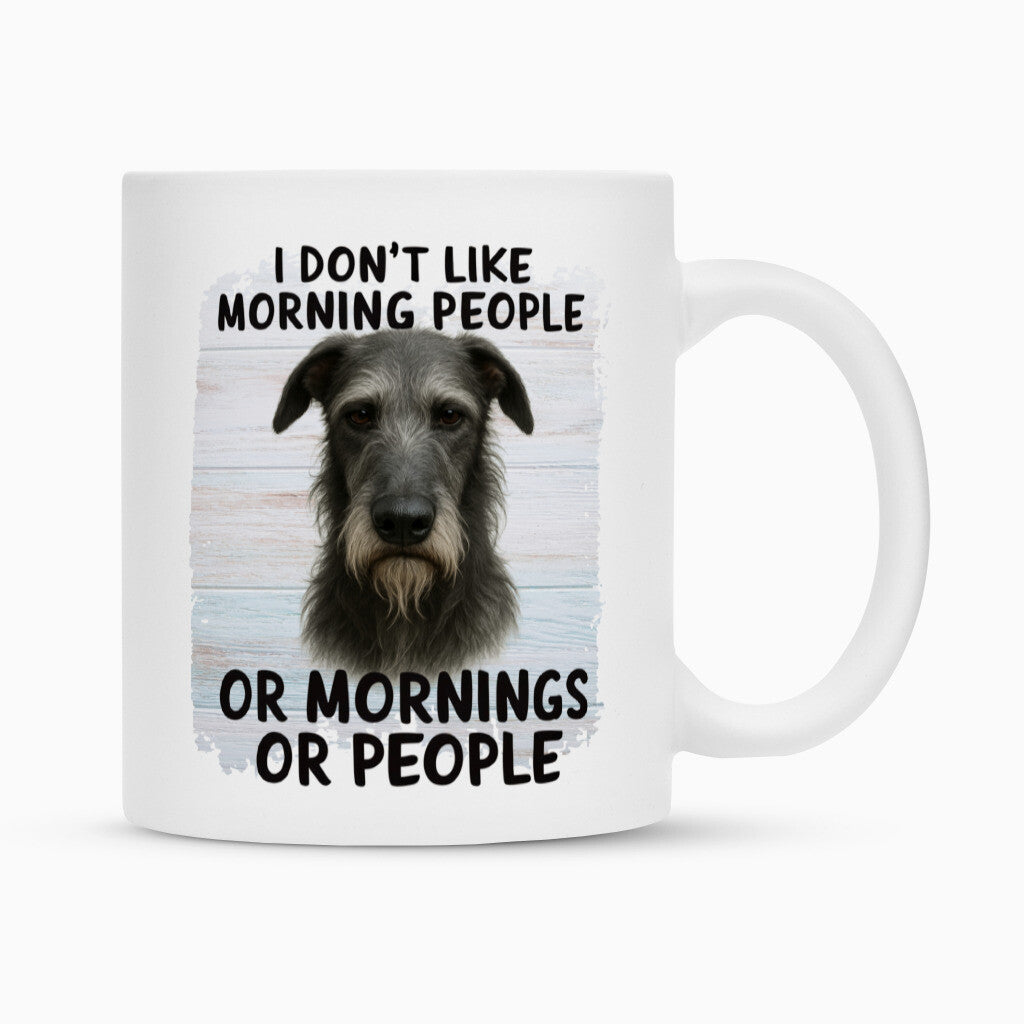 Tasse "Deerhound - Morning People" Weiß – hunde-shirt.de
