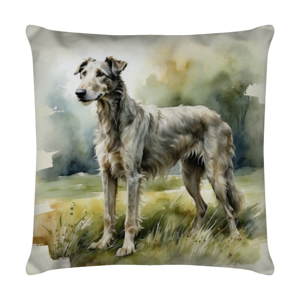 Kissen "Deerhound - Waldlauf" Weiß – hunde-shirt.de