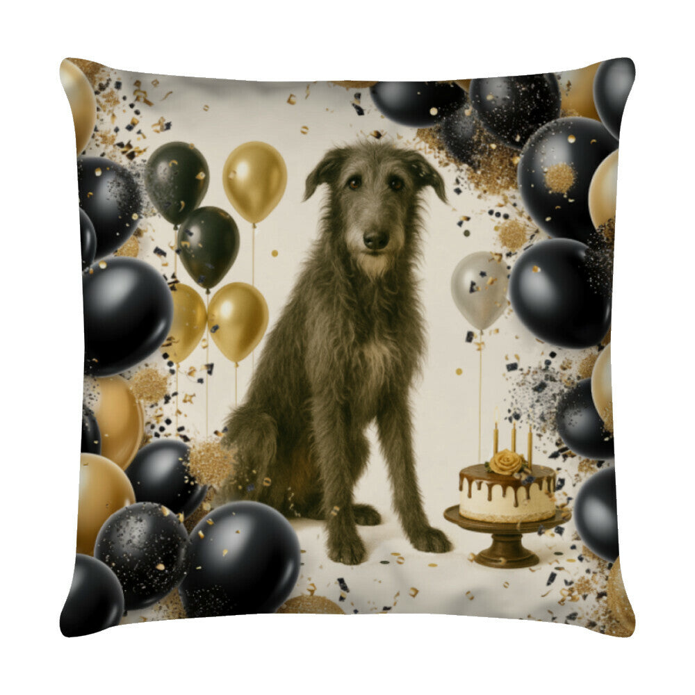 Kissen "Deerhound - Geburtstag" Weiß – hunde-shirt.de
