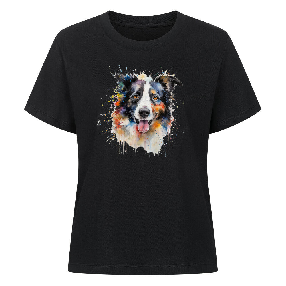 Premium Damen-Shirt "Border Collie - Aqua" Schwarz – hunde-shirt.de