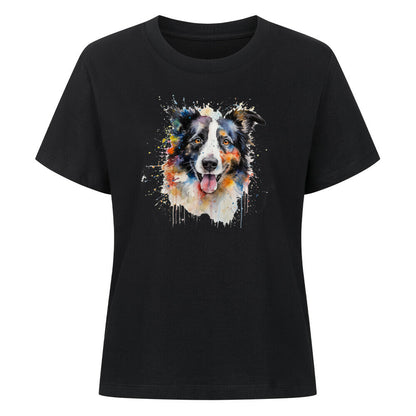 Premium Damen-Shirt "Border Collie - Aqua" Schwarz – hunde-shirt.de