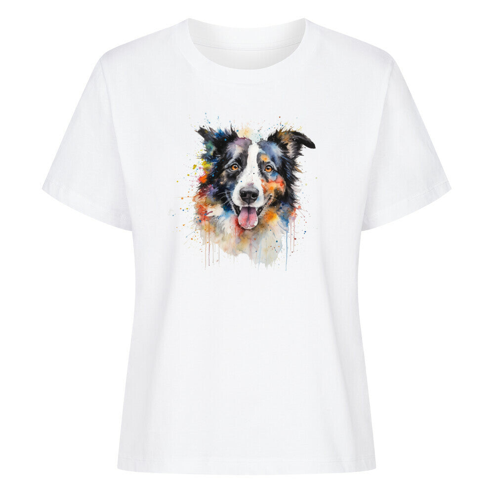 Premium Damen-Shirt "Border Collie - Aqua" Weiß – hunde-shirt.de