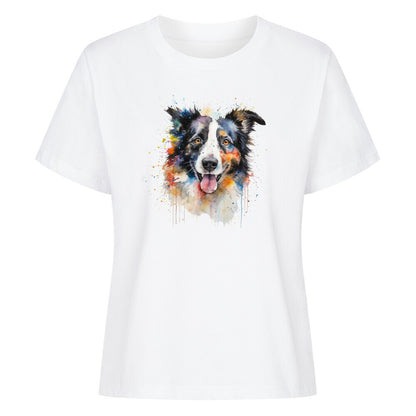 Premium Damen-Shirt "Border Collie - Aqua" Weiß – hunde-shirt.de