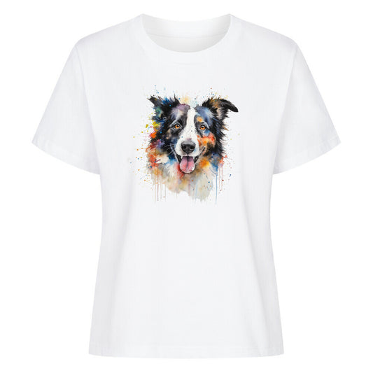 Premium Damen-Shirt "Border Collie - Aqua" Weiß – hunde-shirt.de