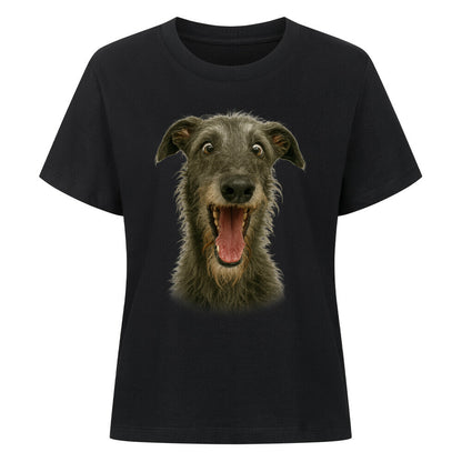 Premium Damen-Shirt "Deerhound - Crazy" Schwarz – hunde-shirt.de