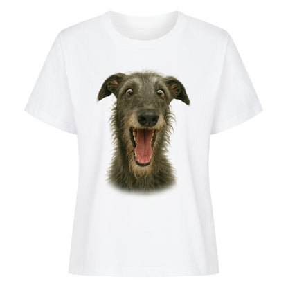 Premium Damen-Shirt "Deerhound - Crazy" Weiß – hunde-shirt.de