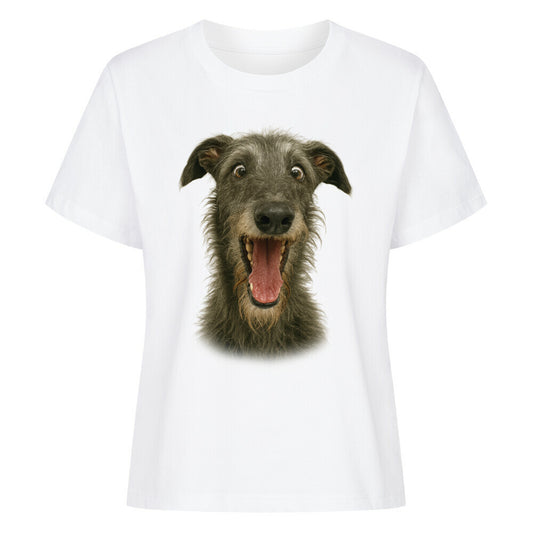Premium Damen-Shirt "Deerhound - Crazy" Weiß – hunde-shirt.de