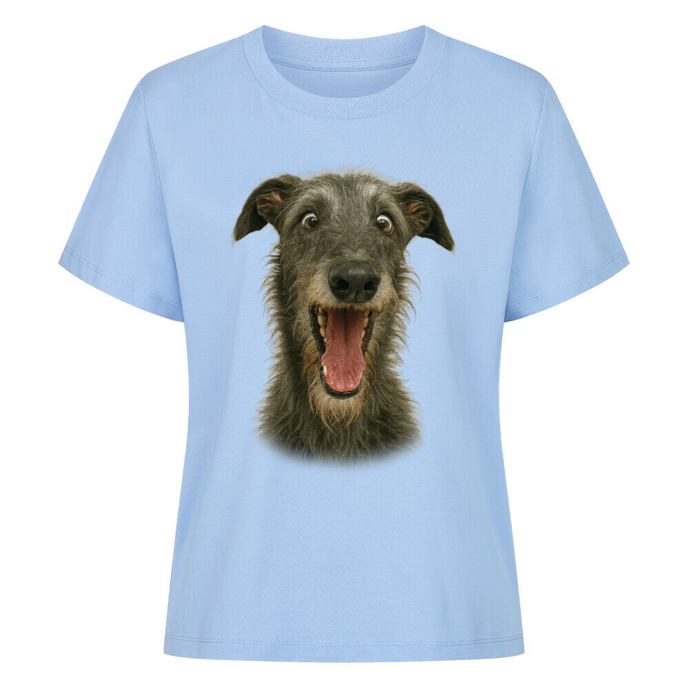 Premium Damen-Shirt "Deerhound - Crazy" Sky Blue – hunde-shirt.de