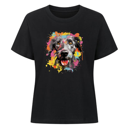 Premium Damen-Shirt "Deerhound - Splash" Schwarz – hunde-shirt.de