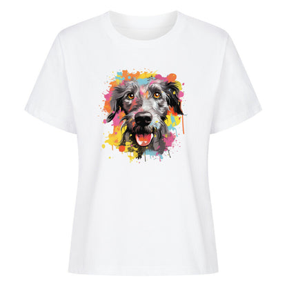 Premium Damen-Shirt "Deerhound - Splash" Weiß – hunde-shirt.de