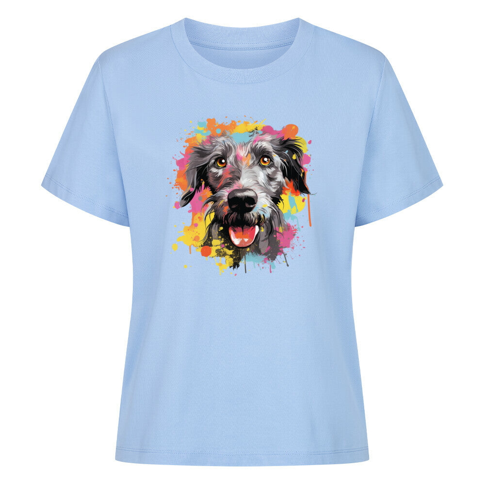 Premium Damen-Shirt "Deerhound - Splash" Sky Blue – hunde-shirt.de