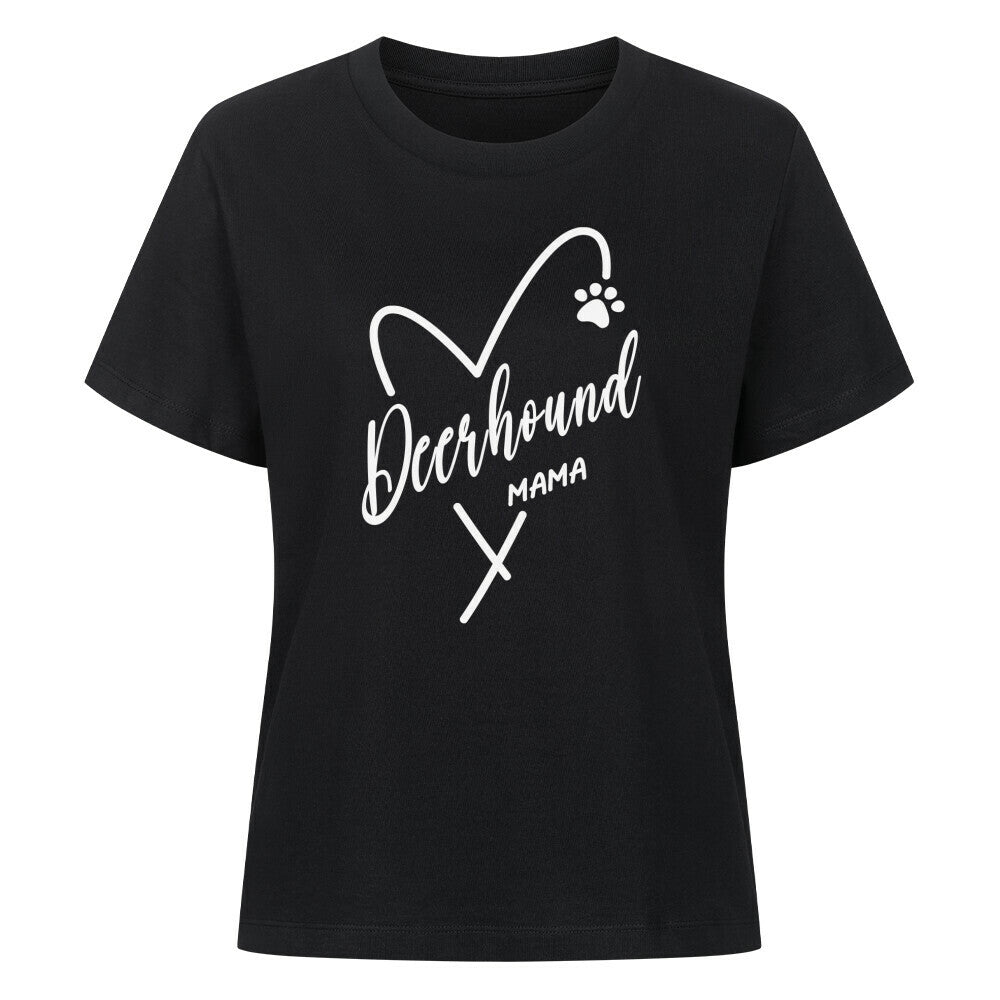 Premium Damen-Shirt "Deerhound - MAMA" Schwarz – hunde-shirt.de