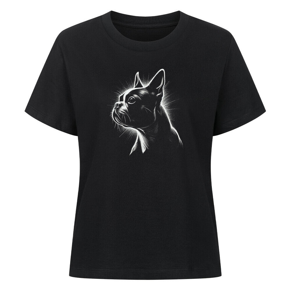 Premium Damen-Shirt "Boston Terrier Shine" Schwarz – hunde-shirt.de