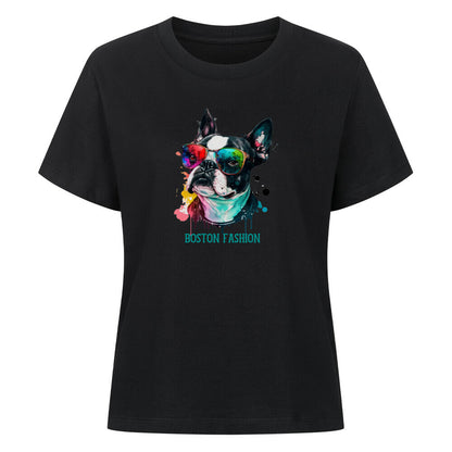 Premium Damen-Shirt "Boston Terrier - Fashion" Schwarz – hunde-shirt.de