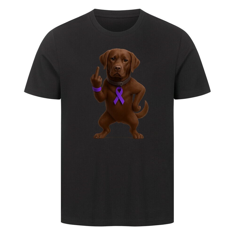 Premium T-Shirt "Labrador braun - Fuck Cancer" Schwarz – hunde-shirt.de