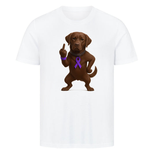 Premium T-Shirt "Labrador braun - Fuck Cancer" Weiß – hunde-shirt.de