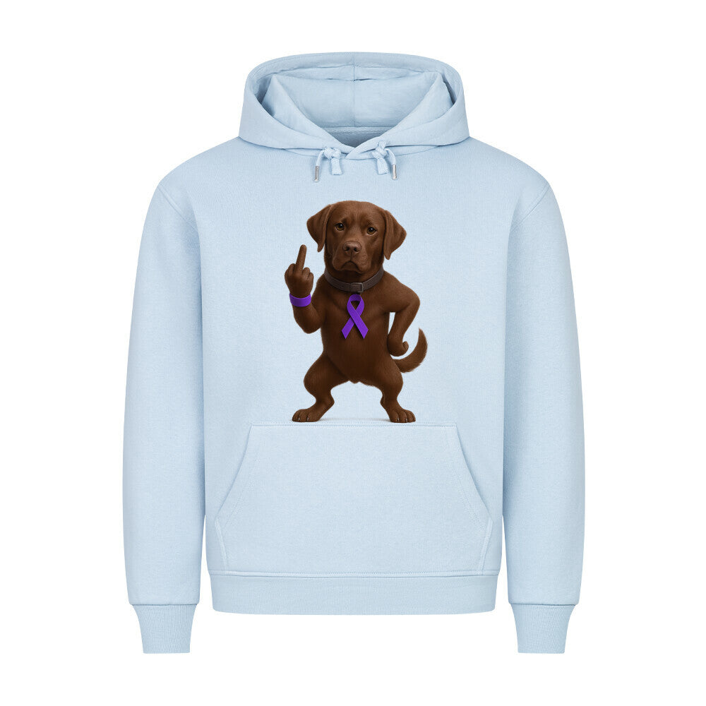 Premium Hoodie "Labrador braun - Fuck Cancer" Babyblau – hunde-shirt.de
