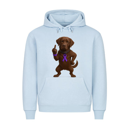 Premium Hoodie "Labrador braun - Fuck Cancer" Babyblau – hunde-shirt.de