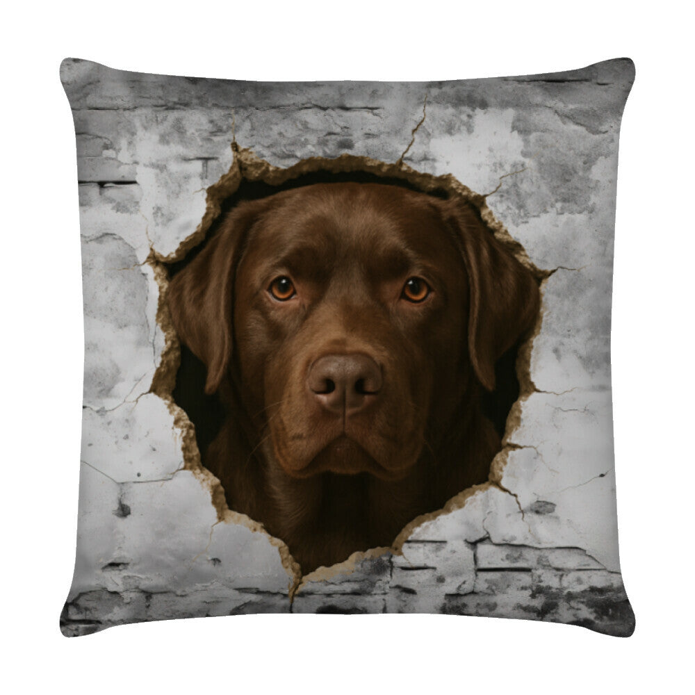 Kissen "Labrador braun - Wall" Weiß – hunde-shirt.de