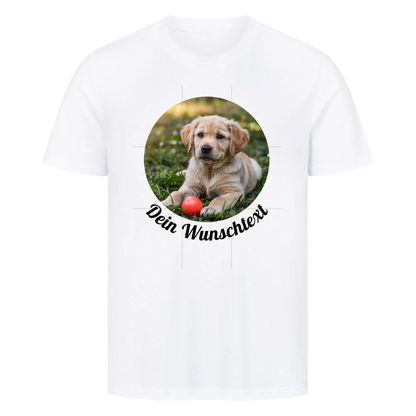 Premium Shirt personalisiert rundes Bild Weiss – hunde-shirt.de