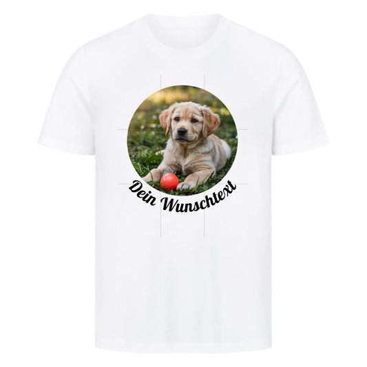 Premium Shirt personalisiert rundes Bild Weiss – hunde-shirt.de