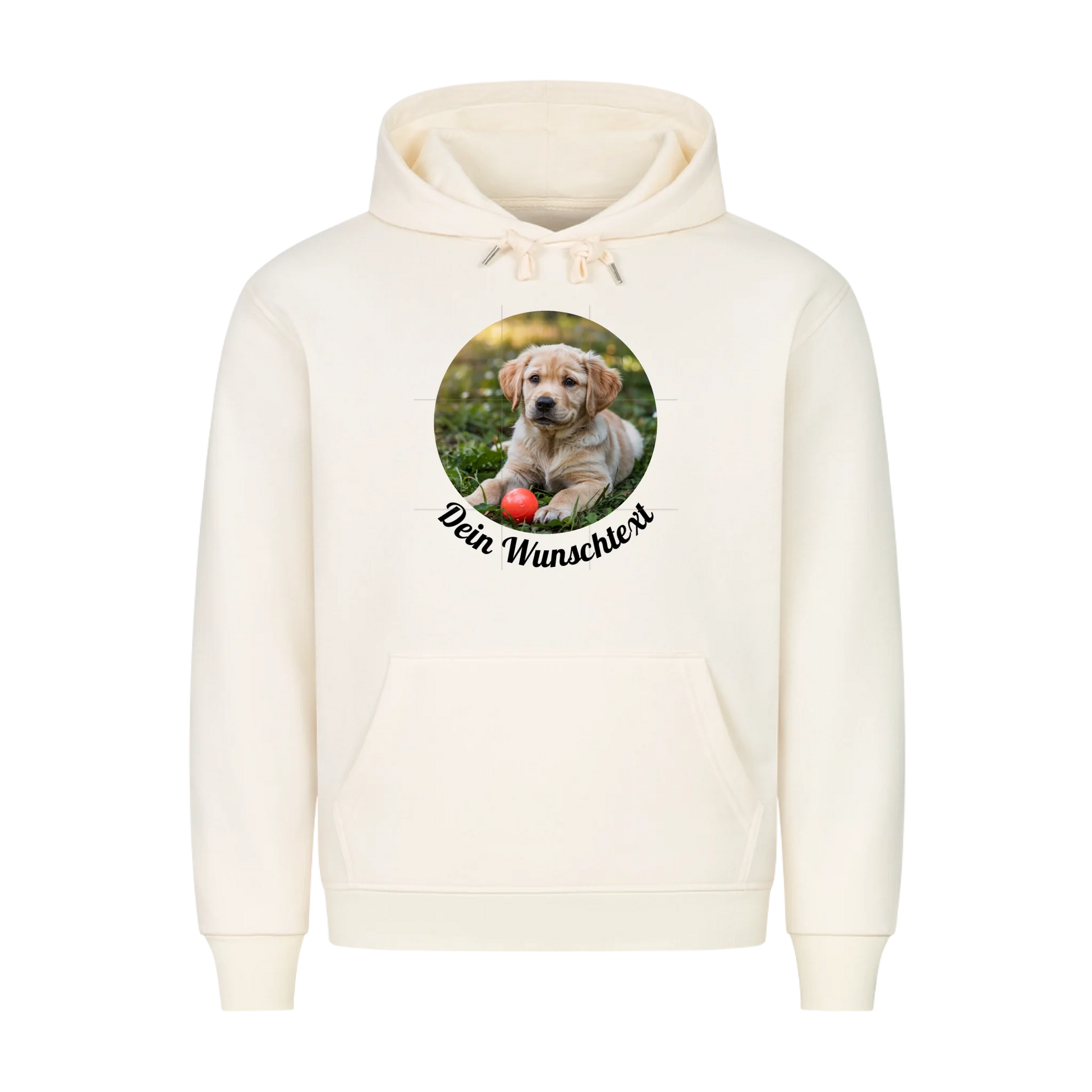 Premium Hoodie personalisierbar rund Beige – hunde-shirt.de