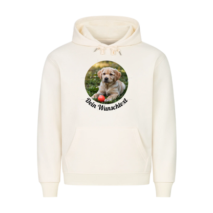 Premium Hoodie personalisierbar rund Beige – hunde-shirt.de