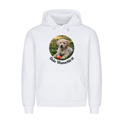 Premium Hoodie personalisierbar rund White – hunde-shirt.de