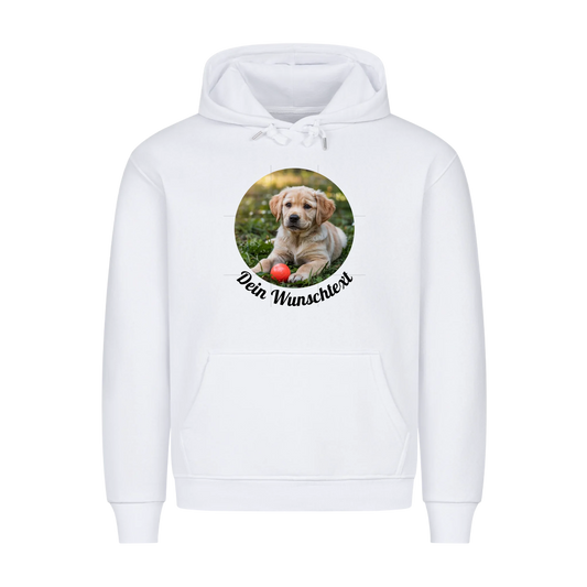 Premium Hoodie personalisierbar rund White – hunde-shirt.de