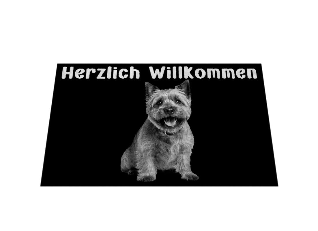 Fußmatte "Cairn Terrier - Herzlich Willkommen" Weiß – hunde-shirt.de