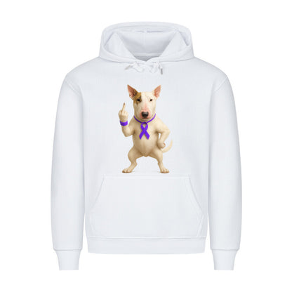 Premium Hoodie "Bullterrier - Fuck Cancer" Weiß – hunde-shirt.de