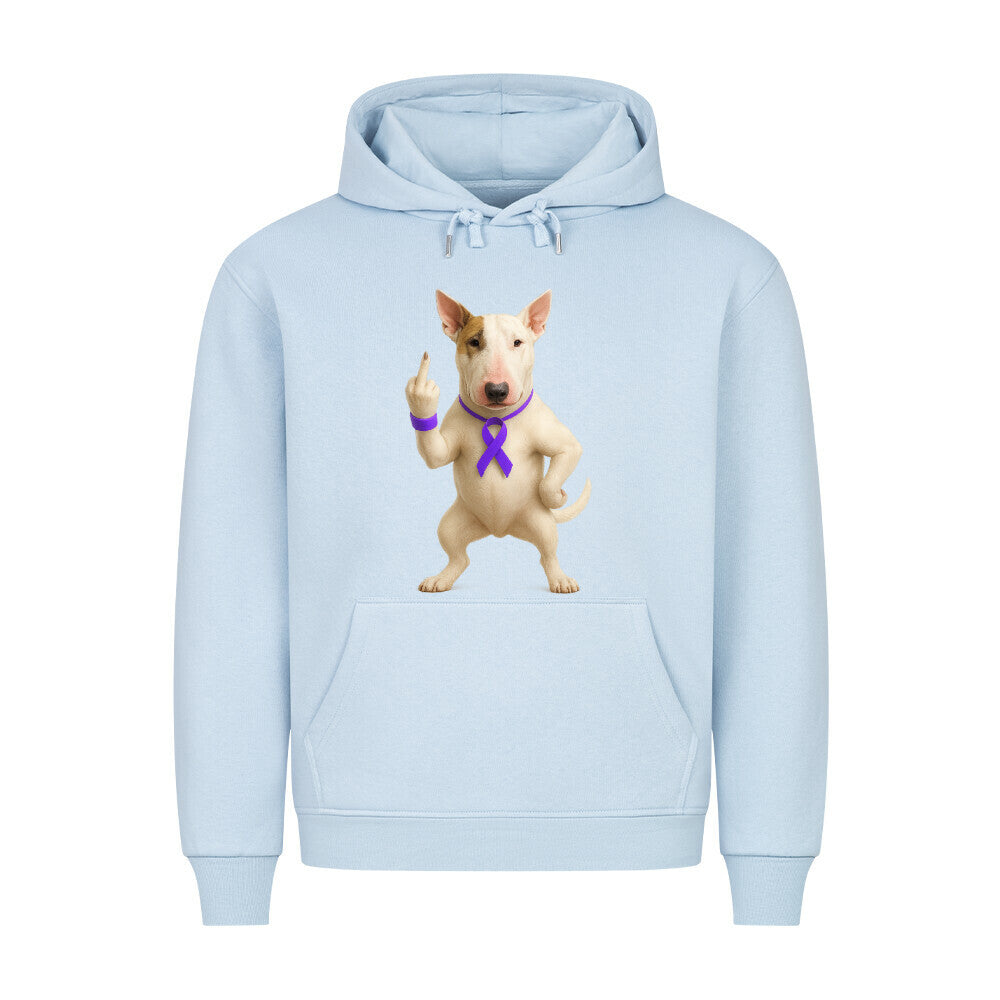 Premium Hoodie "Bullterrier - Fuck Cancer" Babyblau – hunde-shirt.de