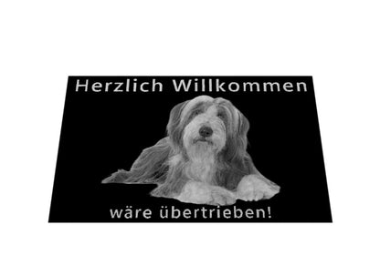 Fußmatte "Bearded Collie - Übertrieben II" Weiß – hunde-shirt.de