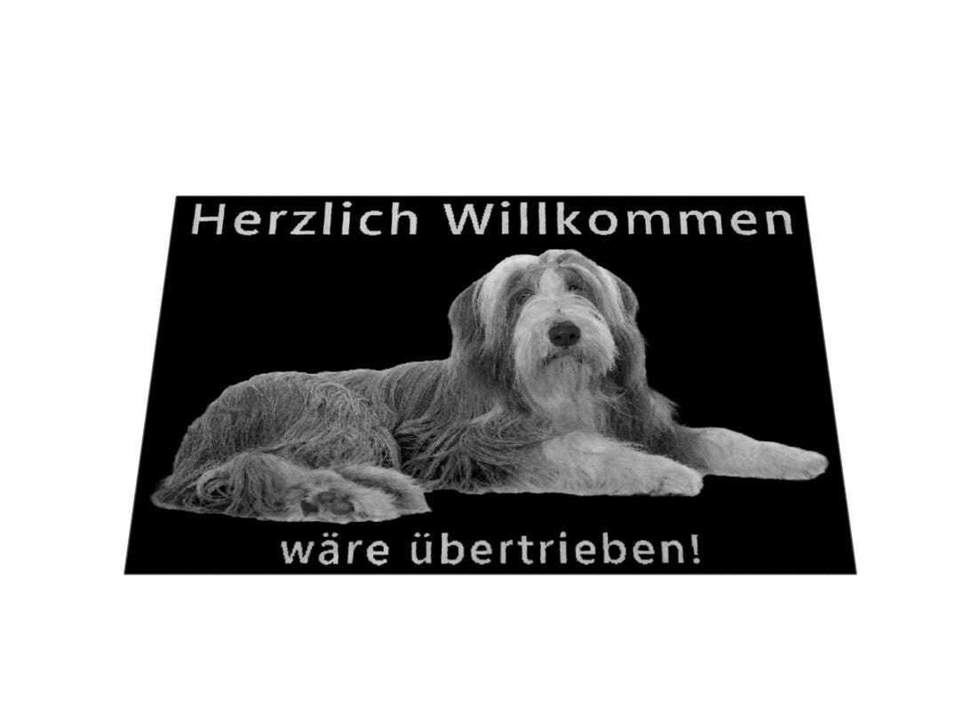Fußmatte "Bearded Collie - Übertrieben" Weiß – hunde-shirt.de