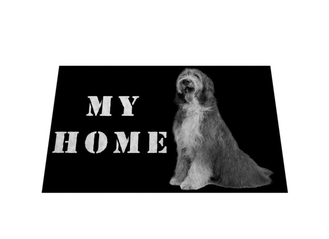 Fußmatte "Bearded Collie - MY HOME II" Weiß – hunde-shirt.de