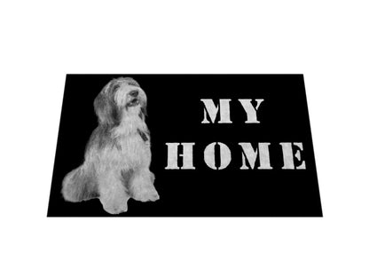 Fußmatte "Bearded Collie - MY HOME" Weiß – hunde-shirt.de