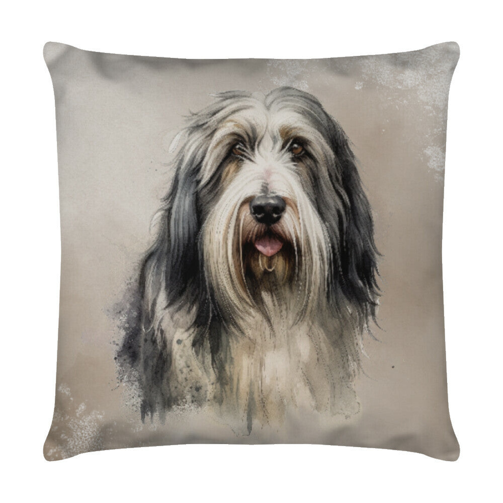 Kissen "Bearded Collie - Portrait II" Weiß – hunde-shirt.de