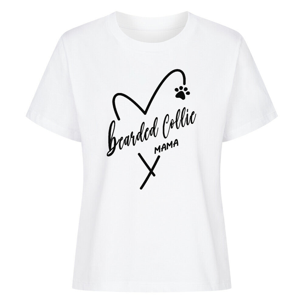 Premium Damen Shirt "Bearded Collie - MAMA" Weiß – hunde-shirt.de