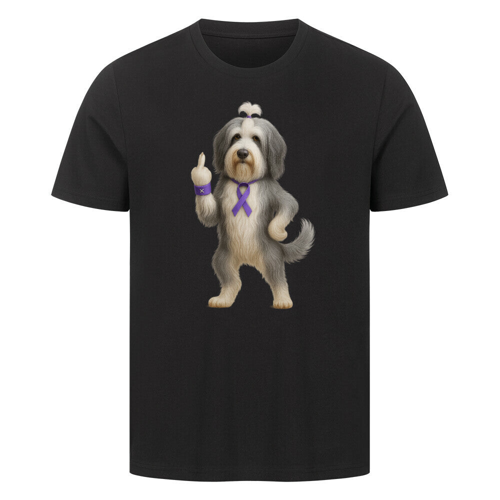 Premium T-Shirt "Bearded Collie - Fuck Cancer" Schwarz – hunde-shirt.de
