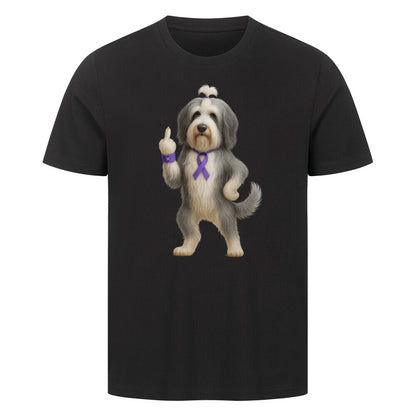 Premium T-Shirt "Bearded Collie - Fuck Cancer" Schwarz – hunde-shirt.de
