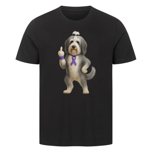 Premium T-Shirt "Bearded Collie - Fuck Cancer" Schwarz – hunde-shirt.de