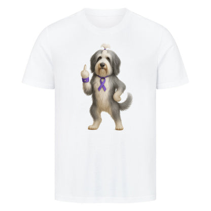 Premium T-Shirt "Bearded Collie - Fuck Cancer" Weiß – hunde-shirt.de