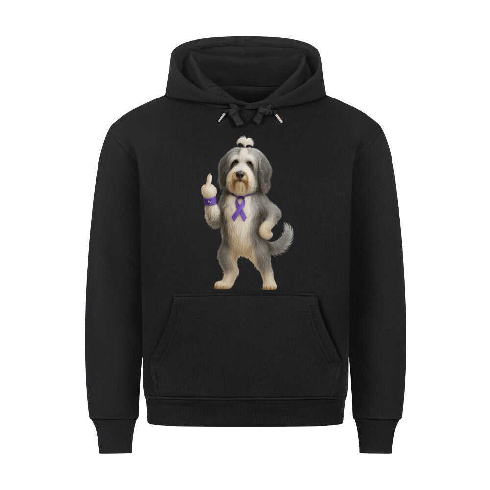 Premium Hoodie "Bearded Collie - Fuck Cancer" Schwarz – hunde-shirt.de