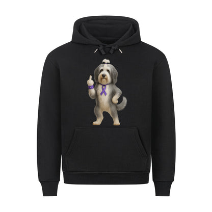 Premium Hoodie "Bearded Collie - Fuck Cancer" Schwarz – hunde-shirt.de