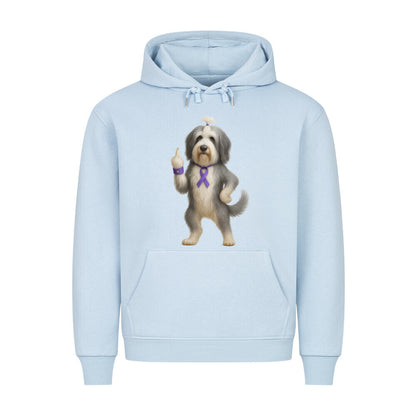 Premium Hoodie "Bearded Collie - Fuck Cancer" Babyblau – hunde-shirt.de
