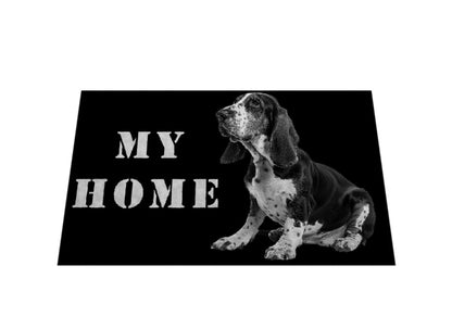 Fußmatte "Basset - MY HOME" Weiß – hunde-shirt.de